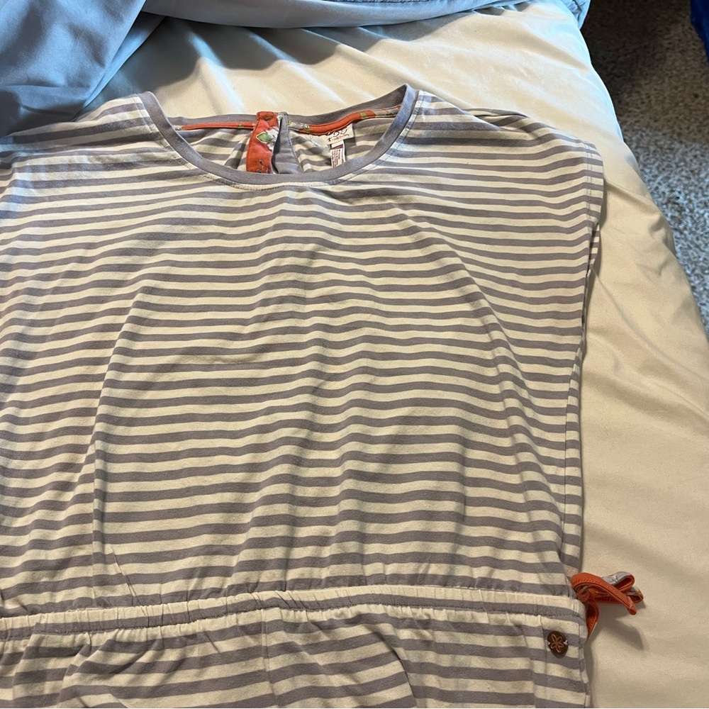 Matilda Jane Gray and White Striped Romper
